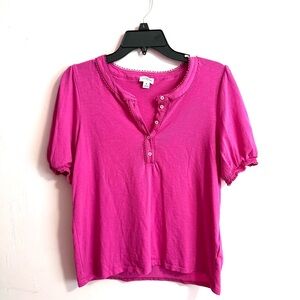 J. Crew Factory Pink Puff Sleeve T-Shirt